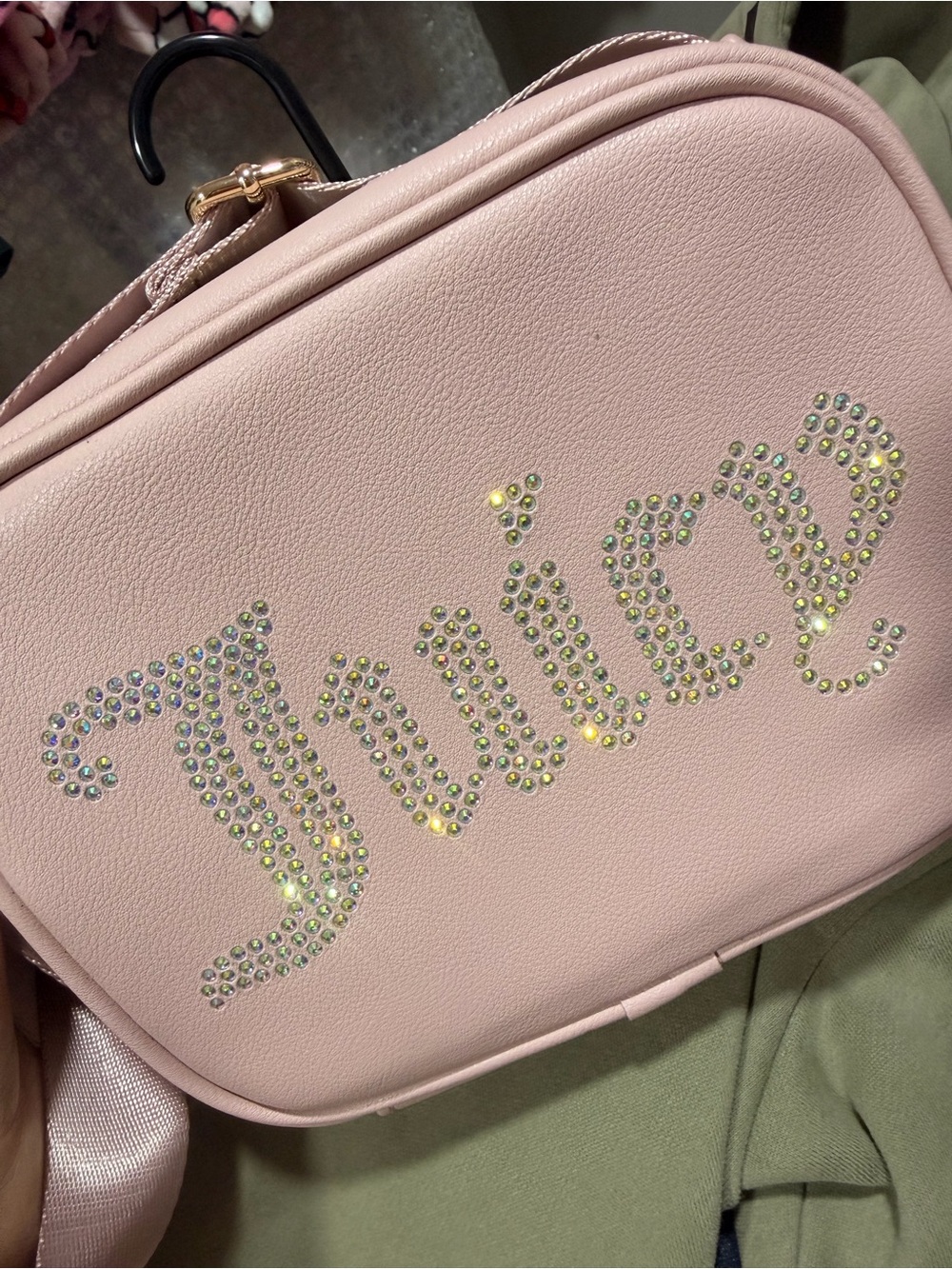 Juicy Couture Pink Rhinestone 'Juicy' Cosmetic Crossbody Bag